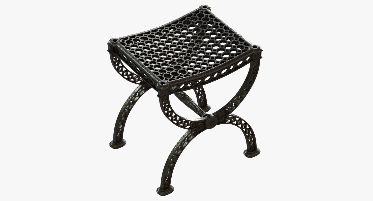 Restoration Hardware  FRENCH FILIGREE STOOL 3D model_3