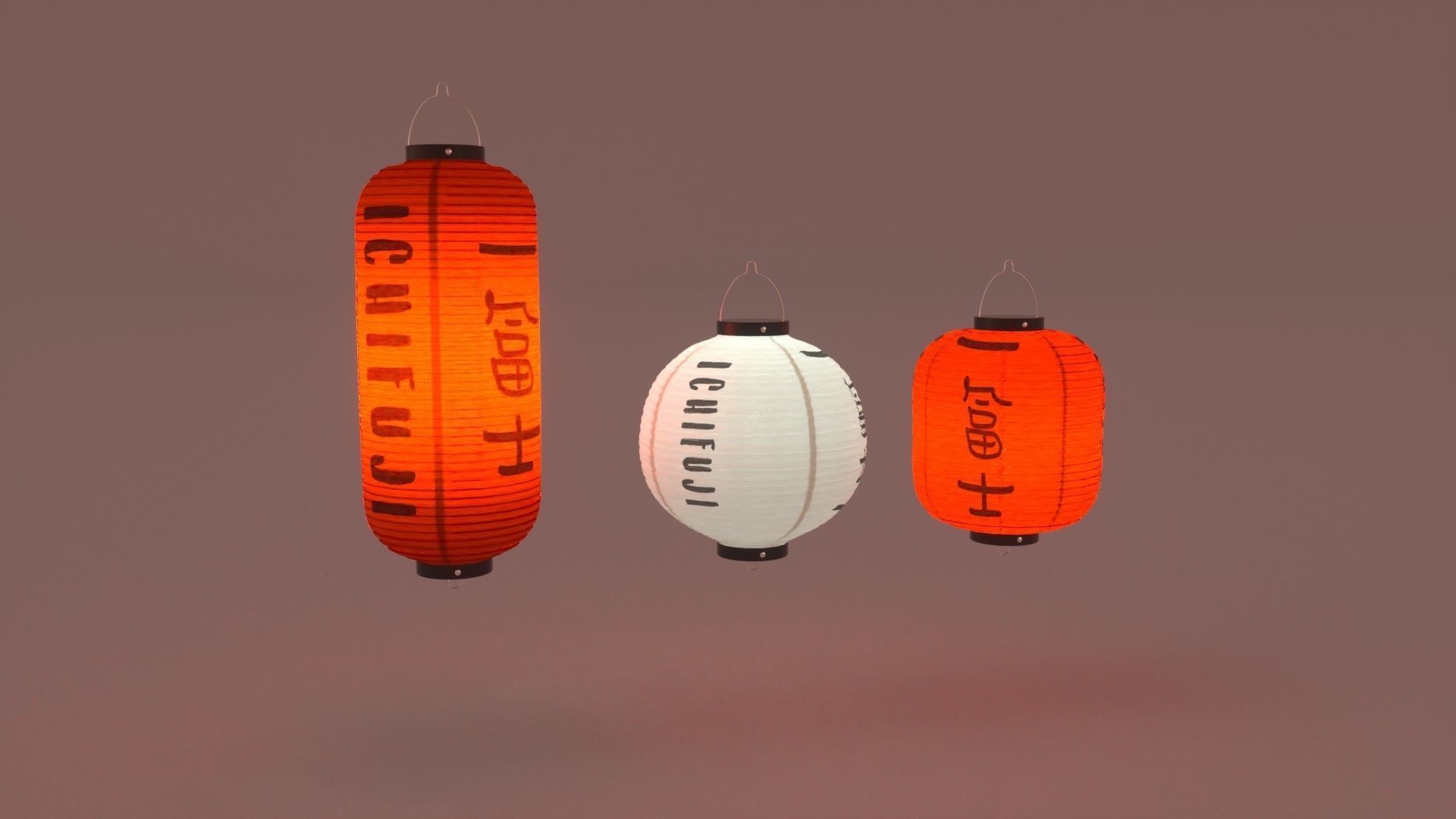 Japanese Lantern 3D model_2