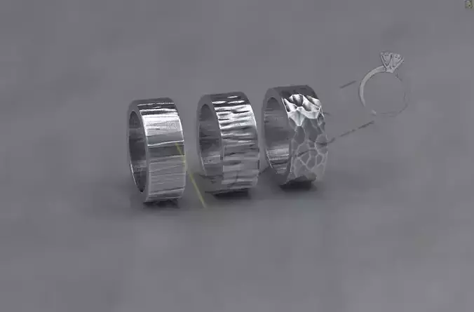 Ring bands 3d model with different patterns