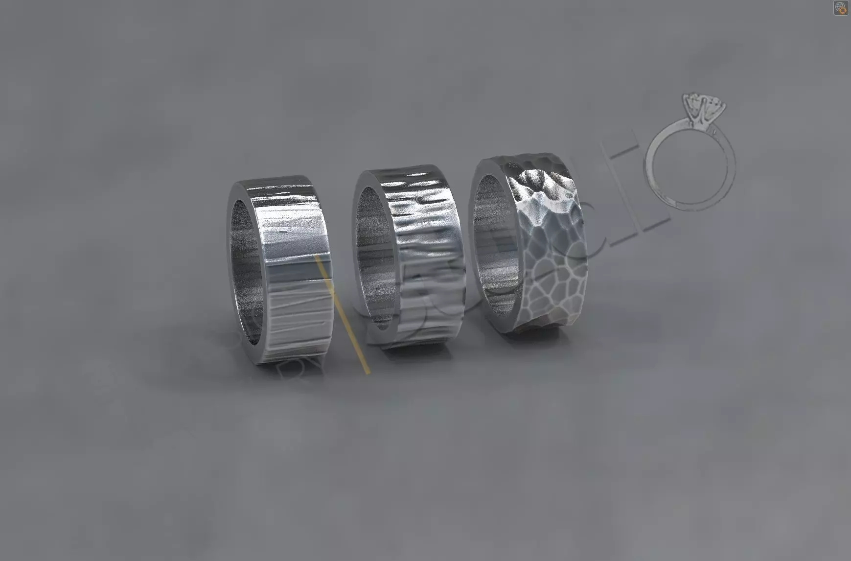 Ring bands 3d model with different patterns 3D print model_0