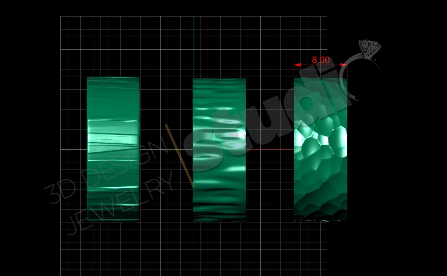Ring bands 3d model with different patterns 3D print model_3