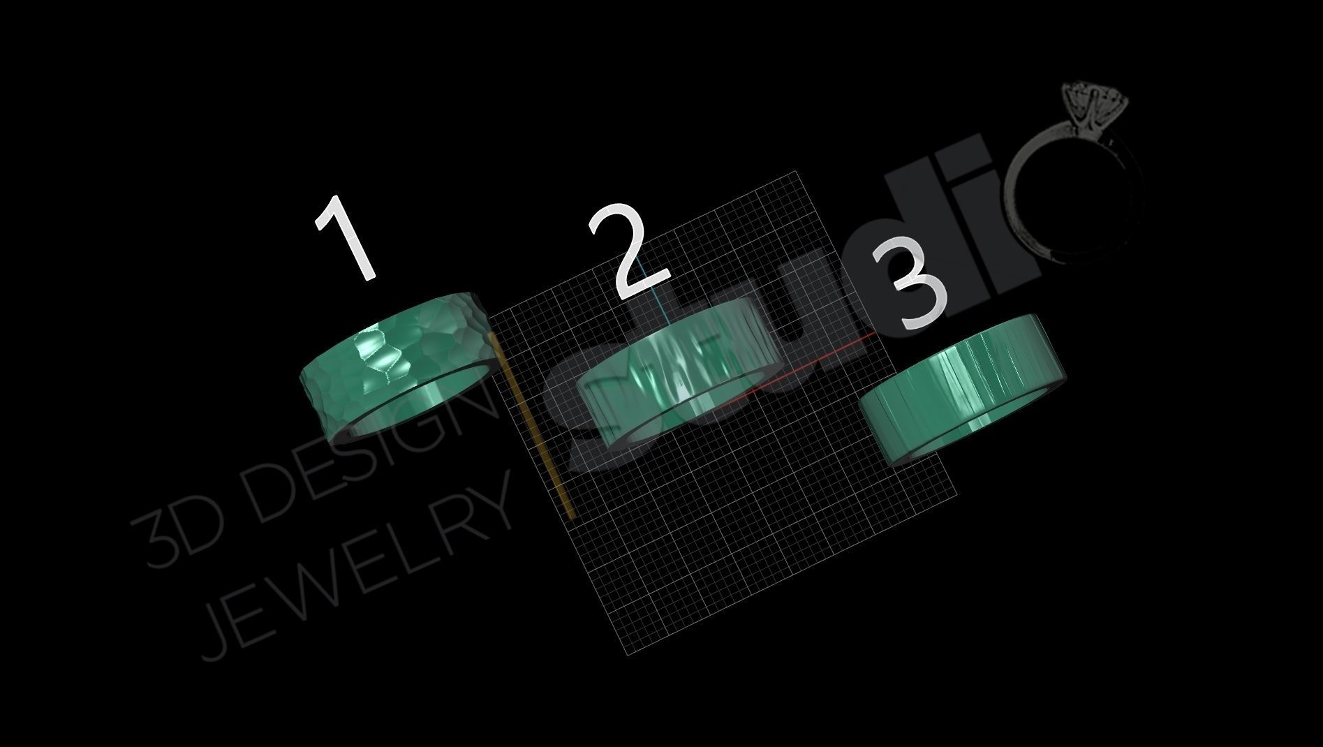 Ring bands 3d model with different patterns 3D print model_5