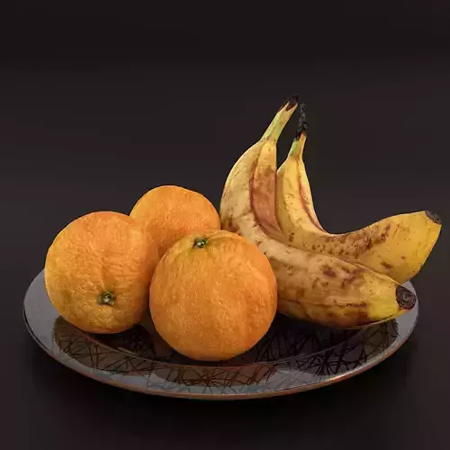 Plate with oranges and bananas