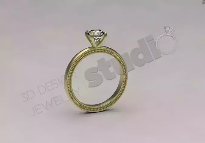 Luxury Solitaire diamond ring 3d model