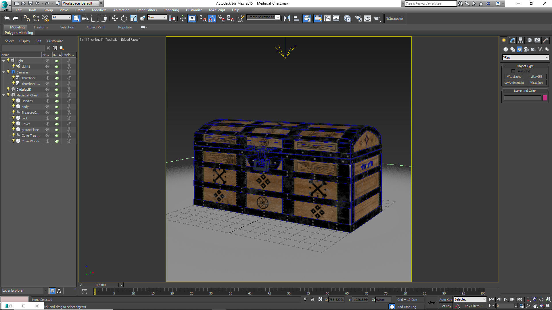 Medieval Chest Low-poly 3D model_16