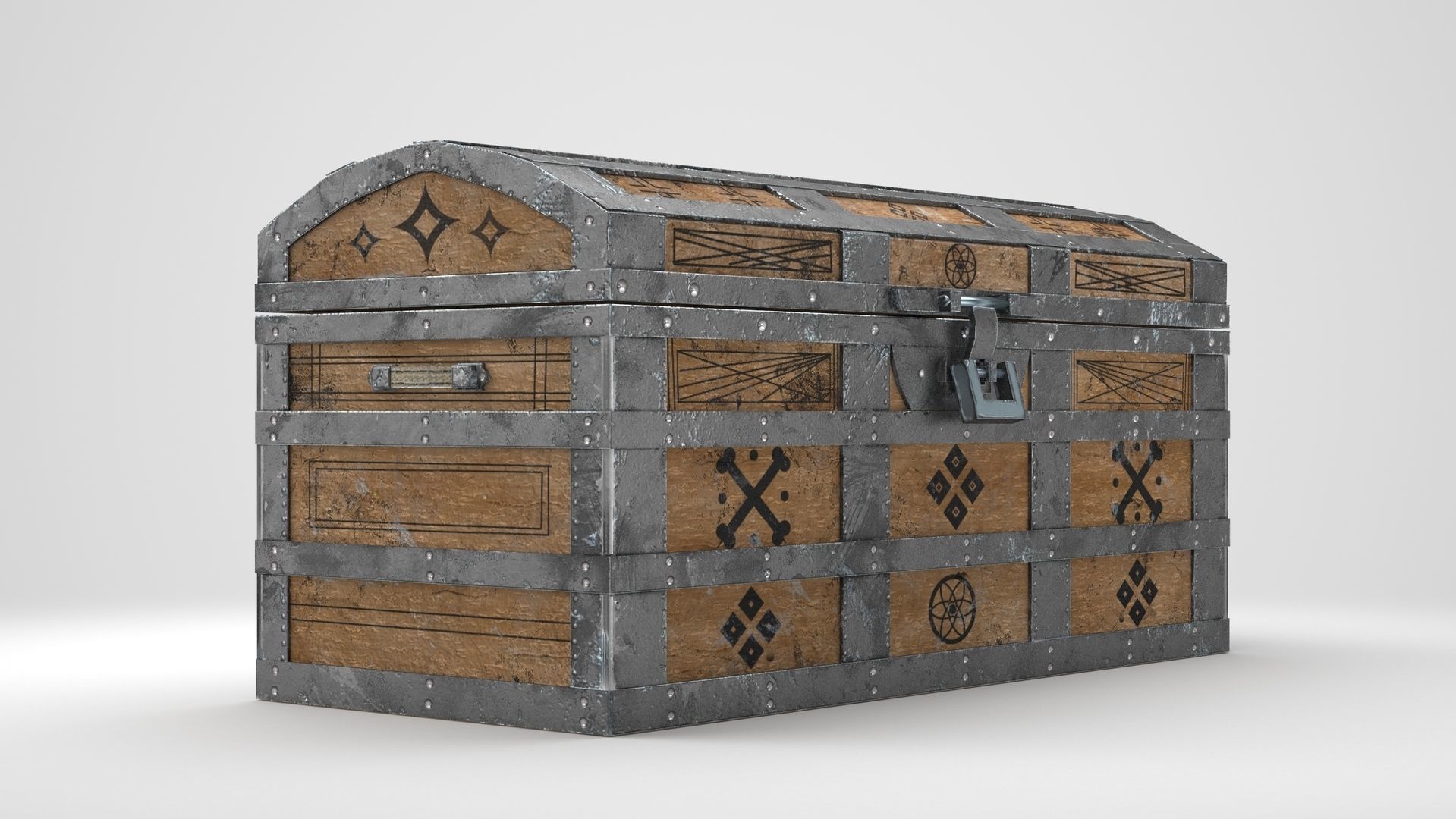 Medieval Chest Low-poly 3D model_5