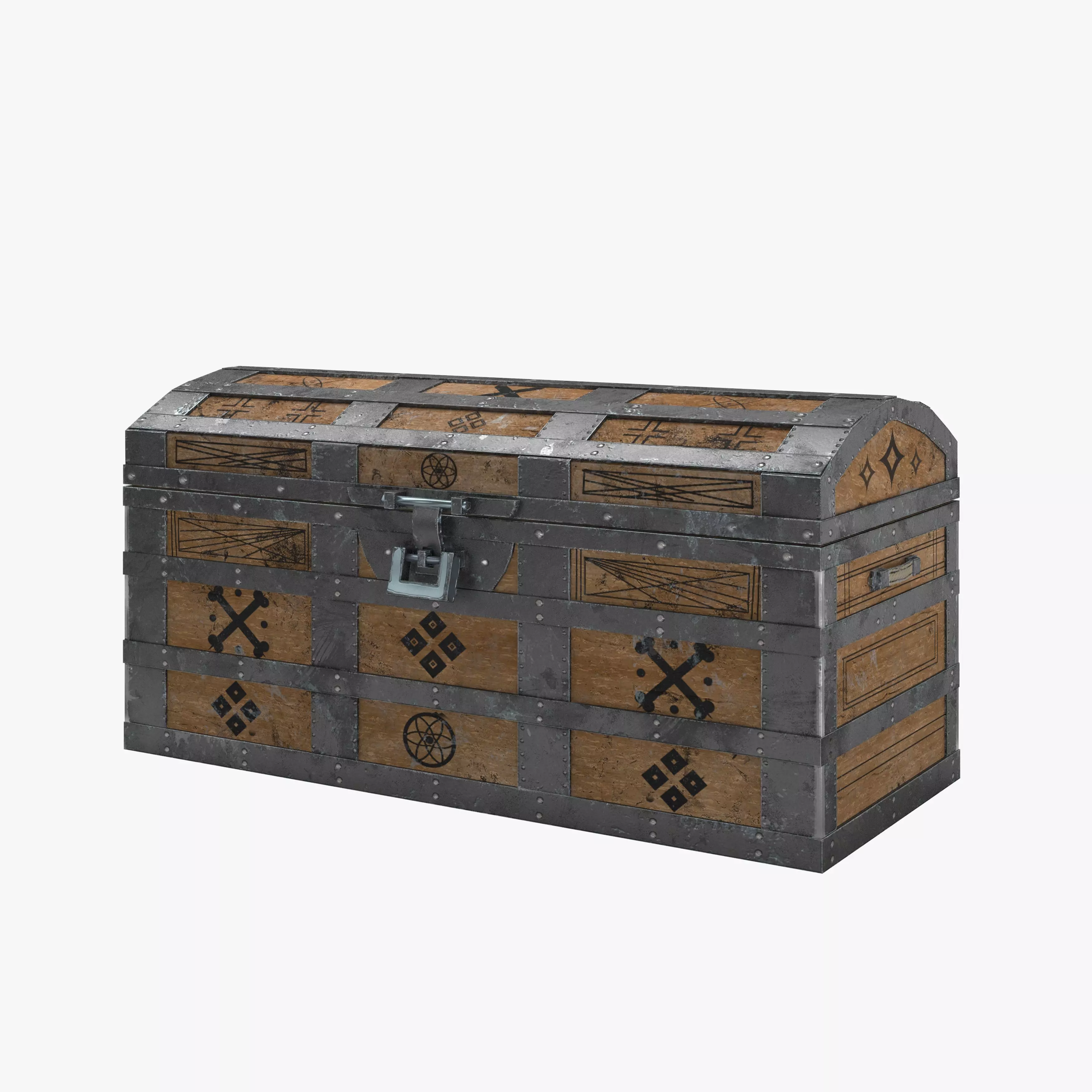 Medieval Chest Low-poly 3D model_0