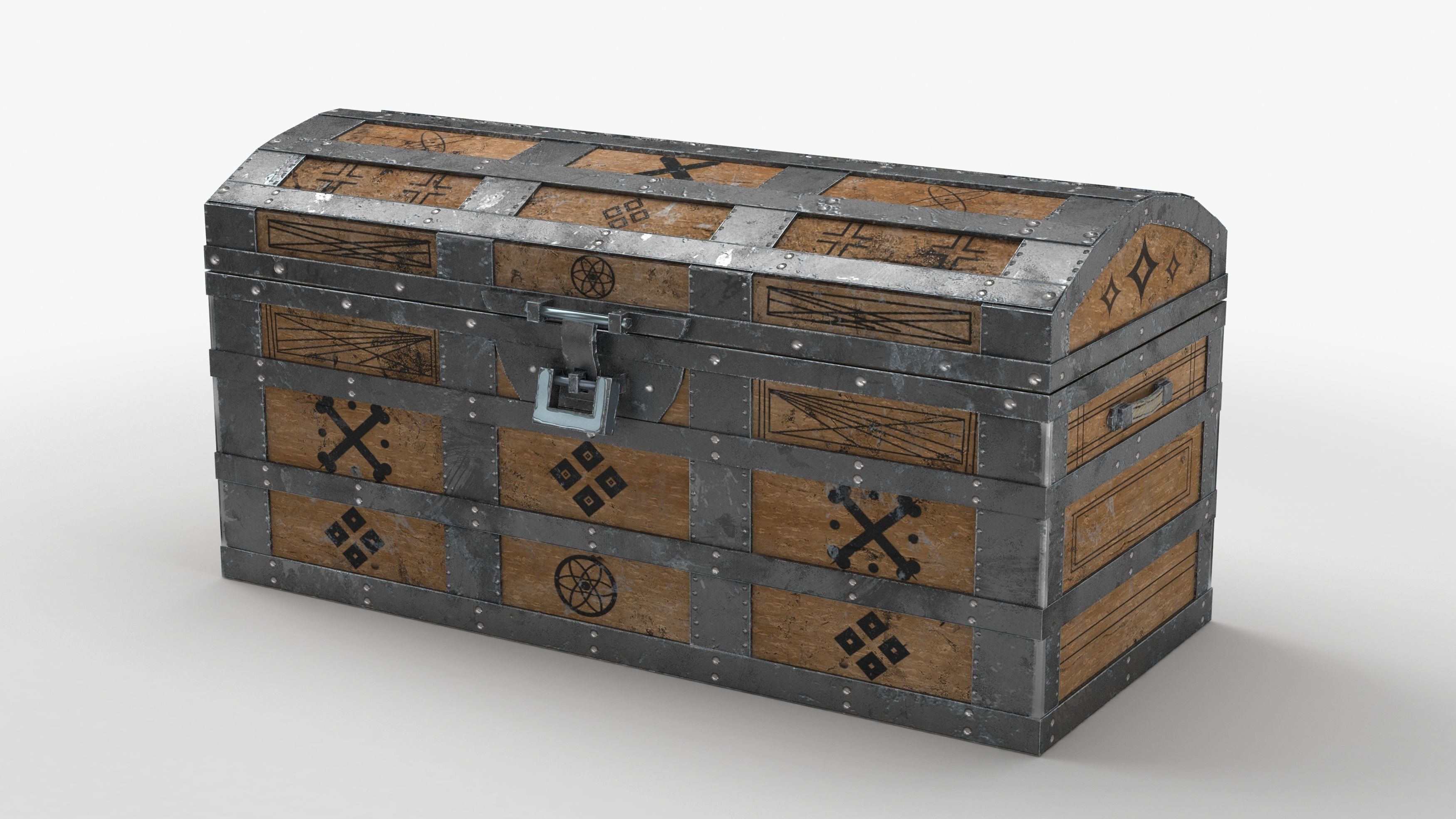 Medieval Chest Low-poly 3D model_2