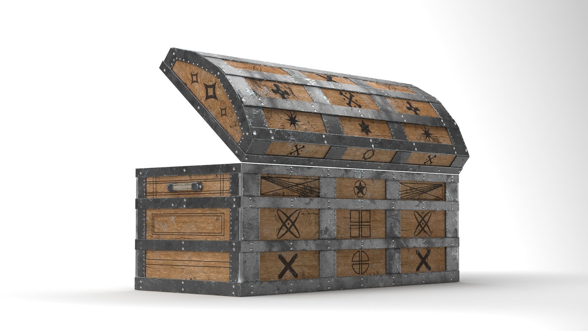 Medieval Chest Low-poly 3D model_1