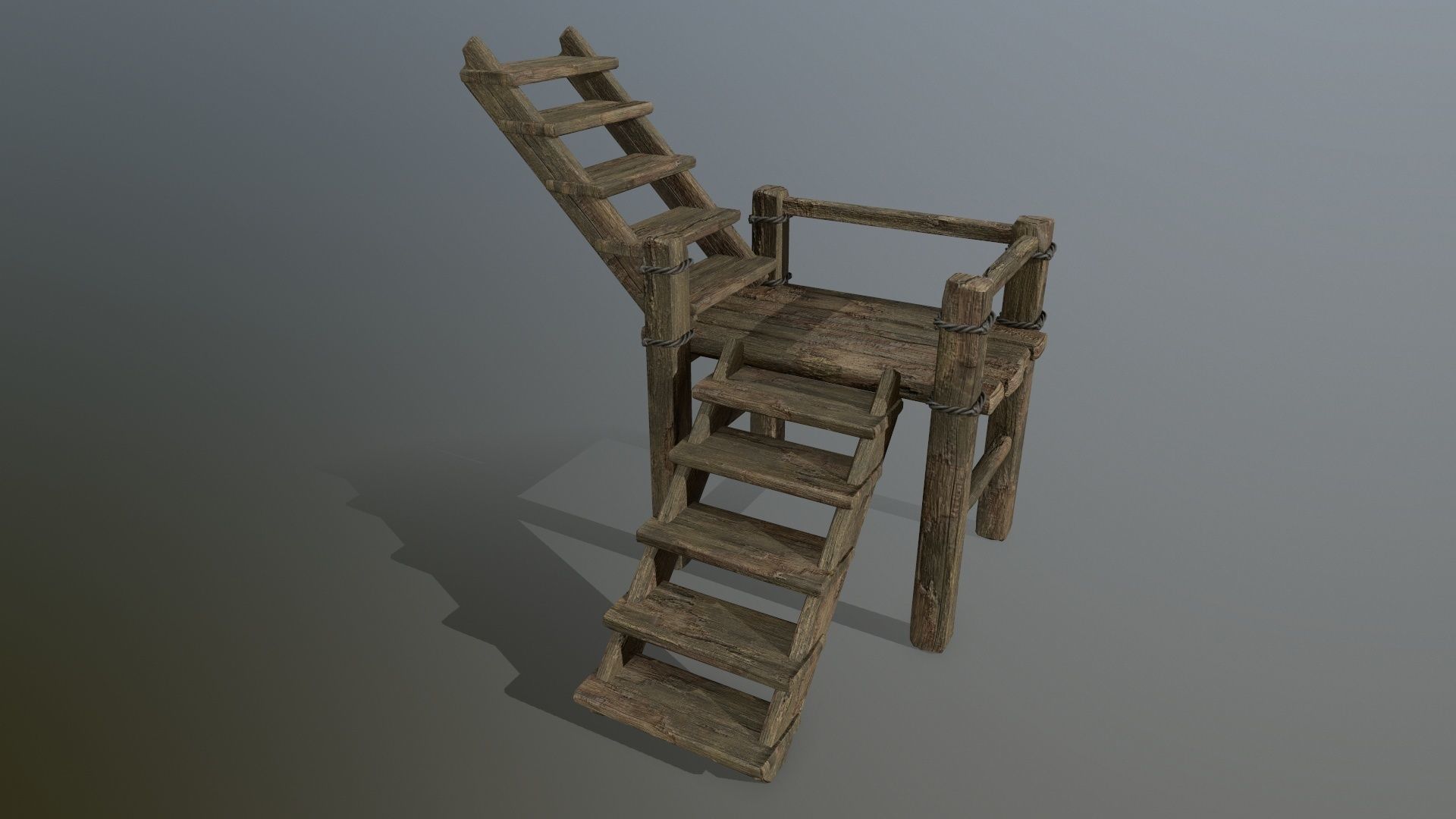 wood and rope Low-poly 3D model_10