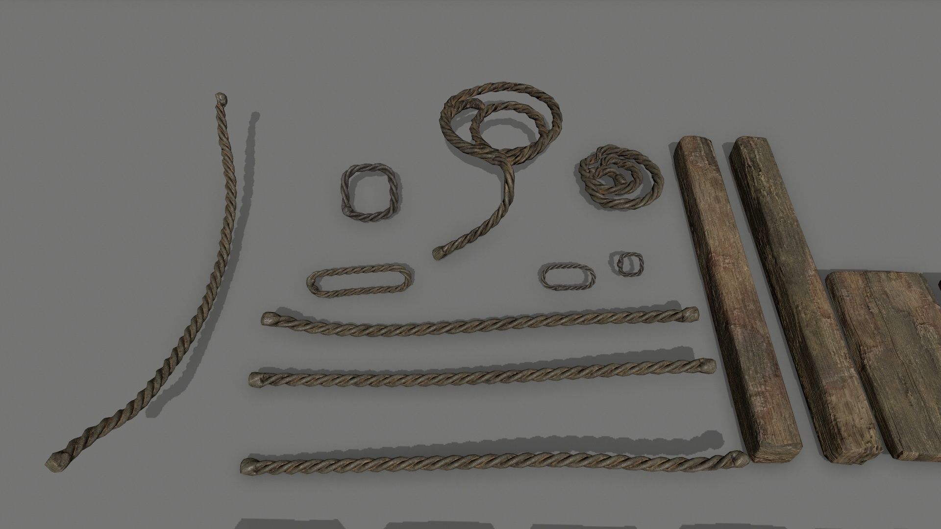 wood and rope Low-poly 3D model_24