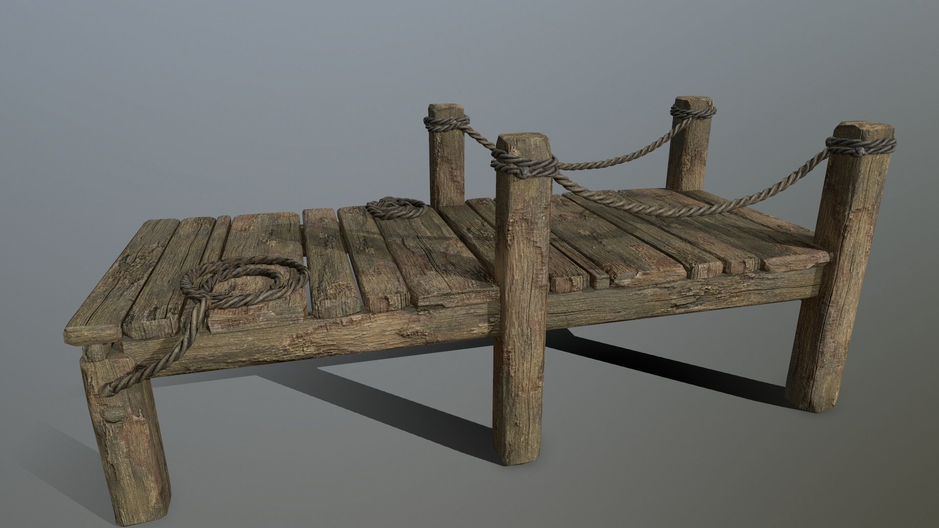 wood and rope Low-poly 3D model_4