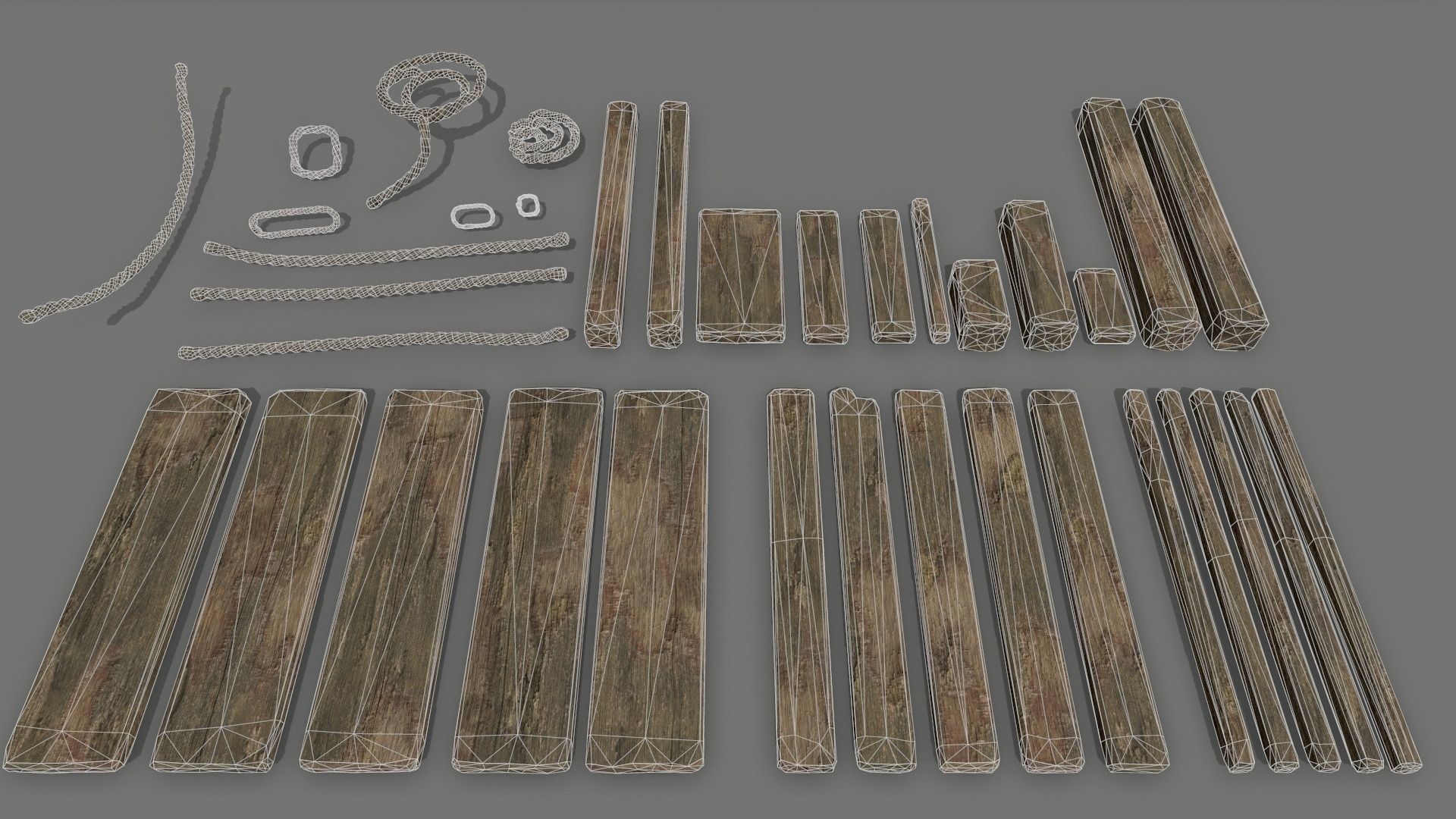 wood and rope Low-poly 3D model_33