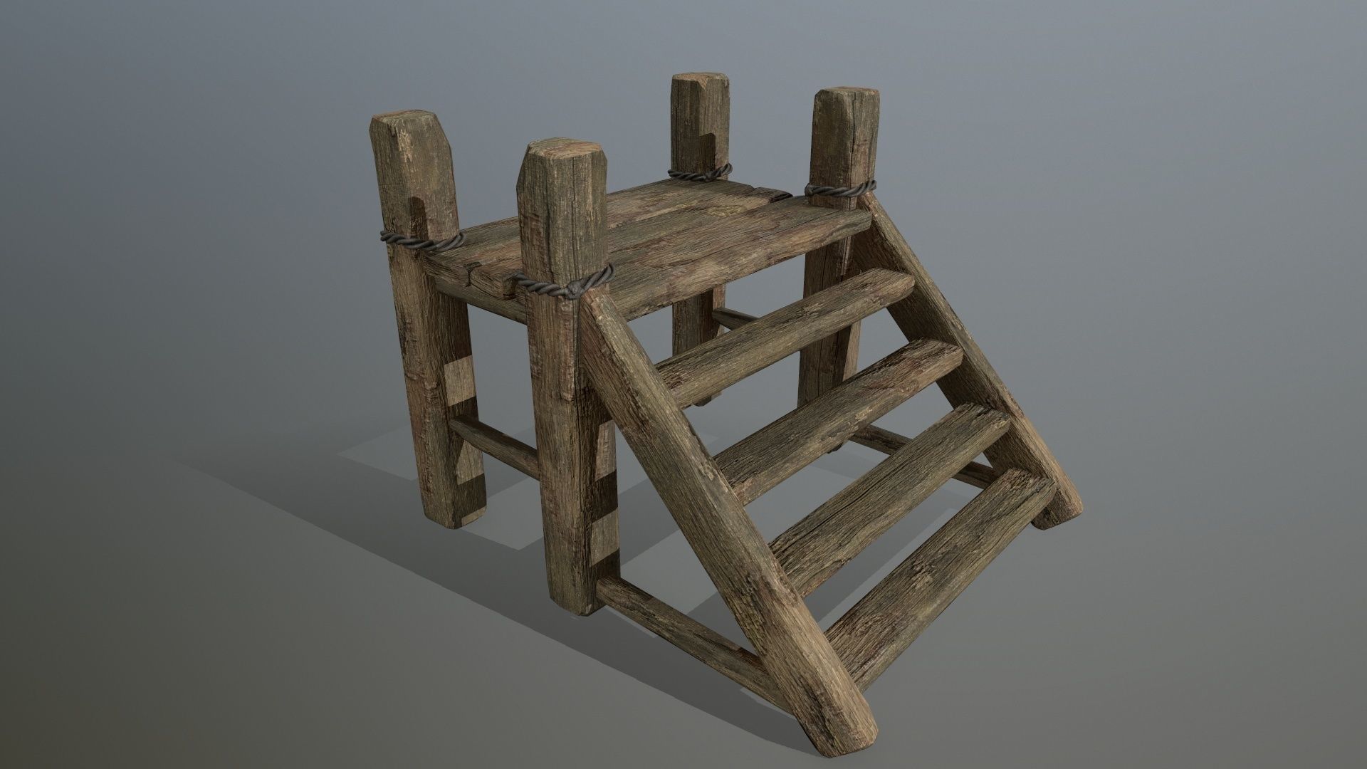 wood and rope Low-poly 3D model_17