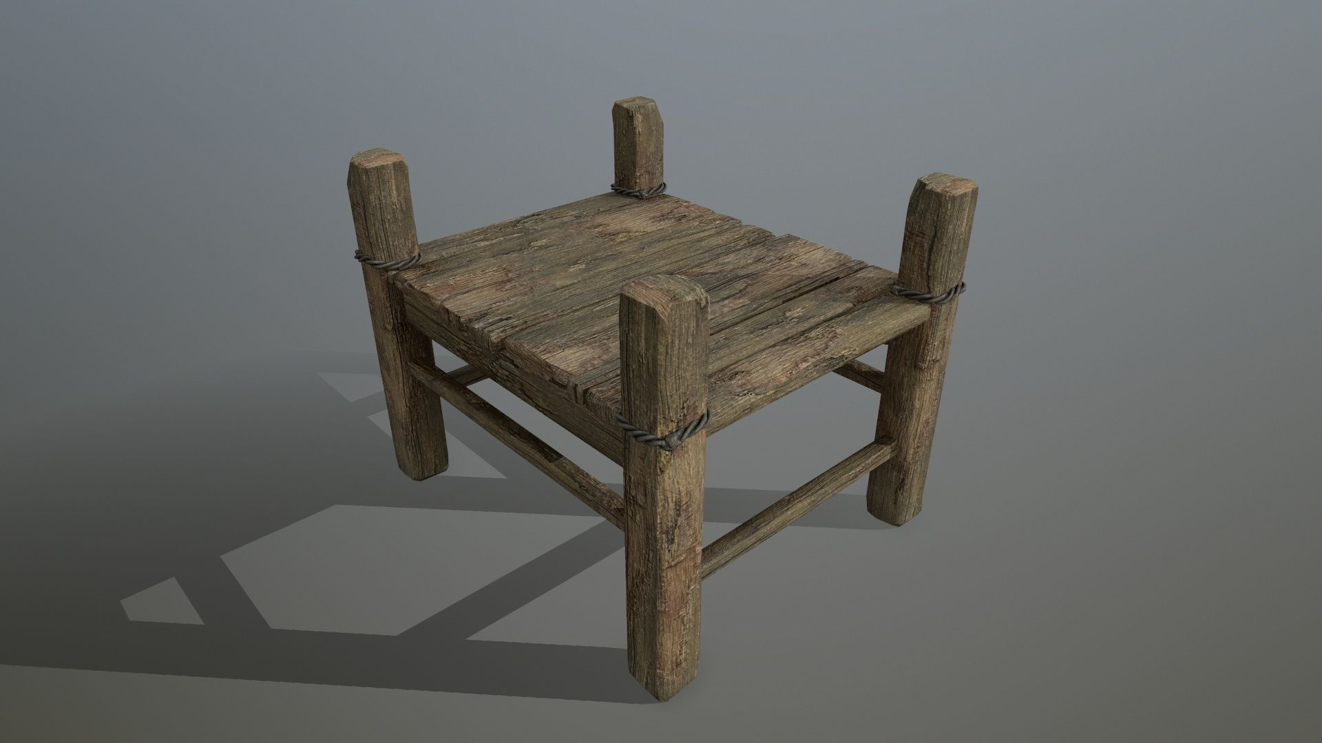 wood and rope Low-poly 3D model_9