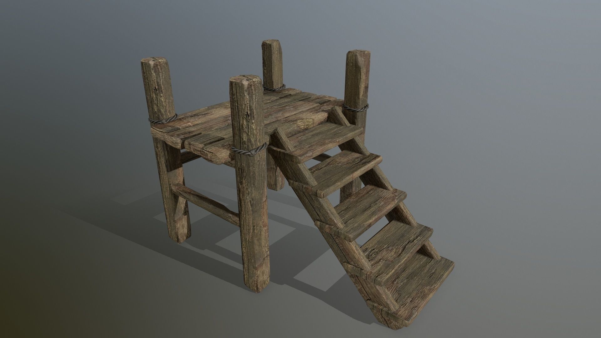 wood and rope Low-poly 3D model_13