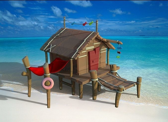 Hut on the shore 3D model