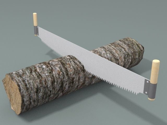 Saw and Log 3D model_1