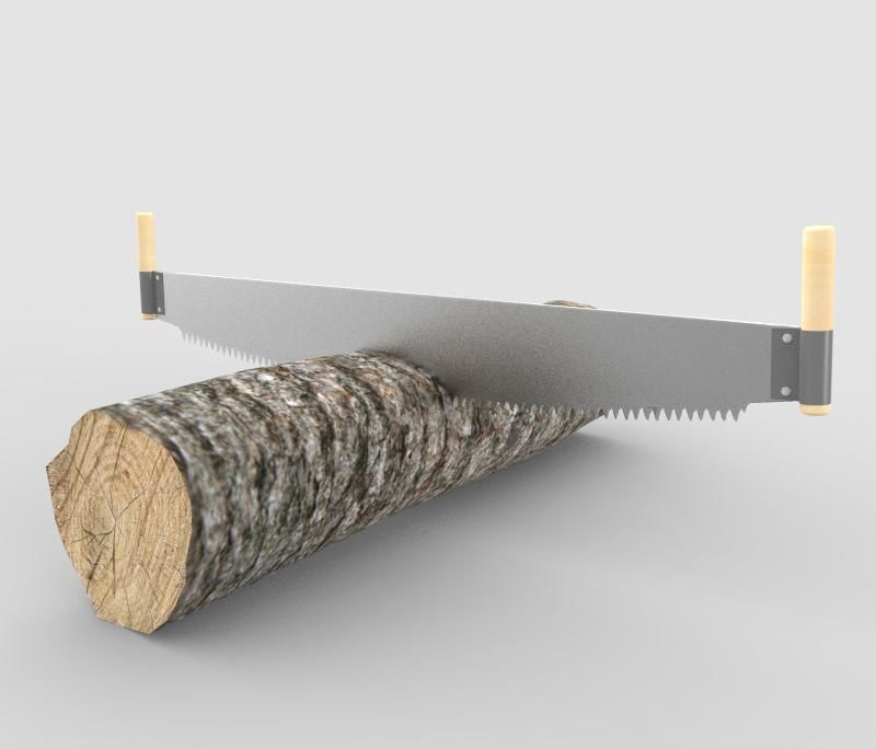 Saw and Log 3D model_4