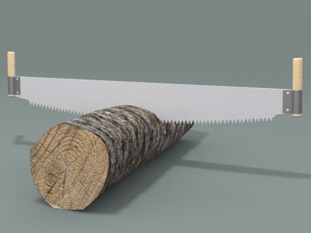 Saw and Log 3D model_2