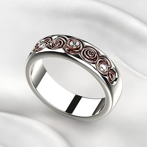 Roses Composite Gold Ring 3D print model