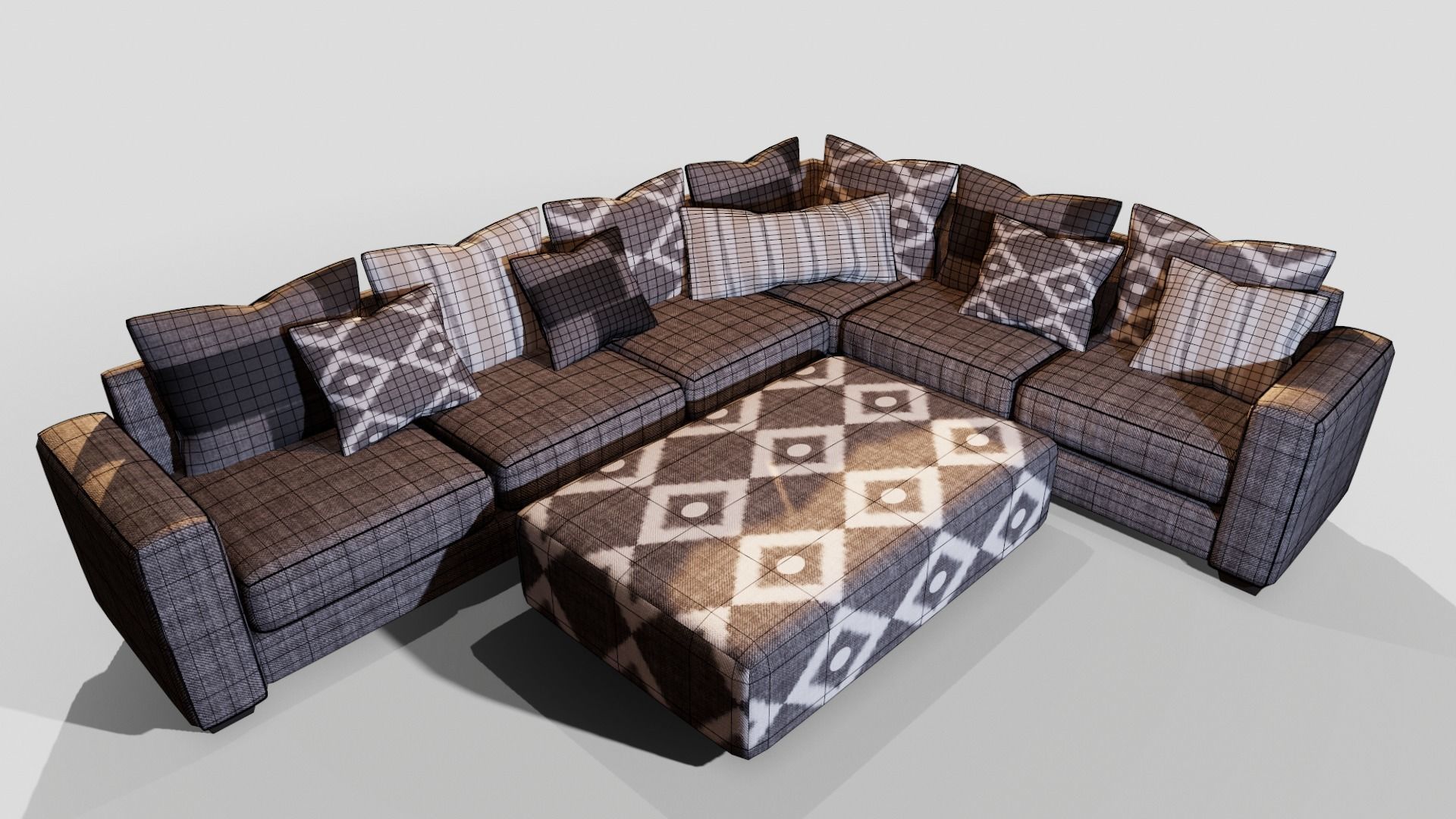 Segmented Sofa  Game Asset 3D model_2