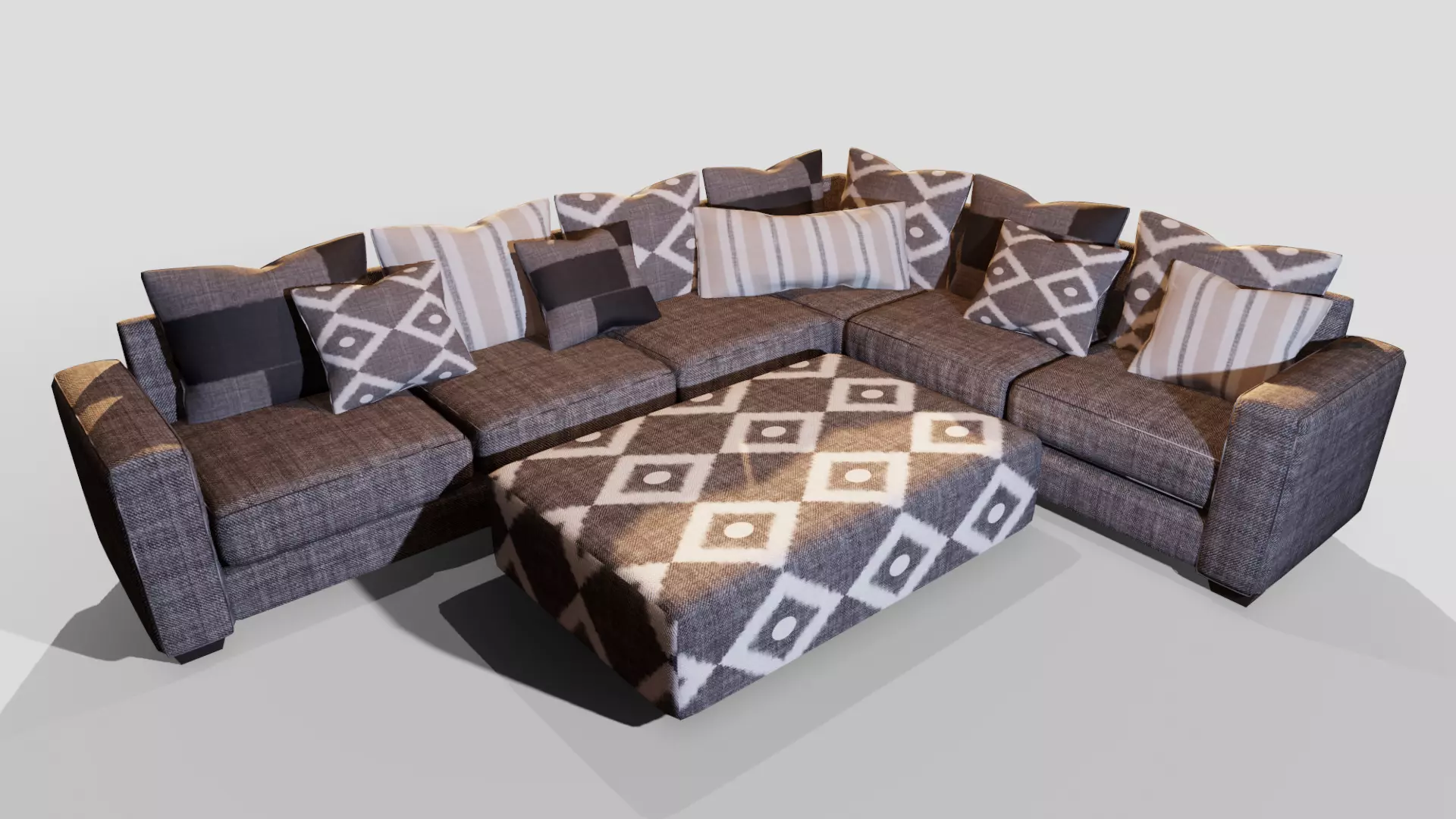 Segmented Sofa  Game Asset 3D model_0