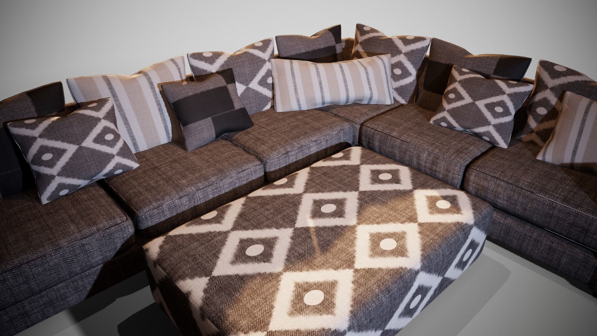 Segmented Sofa  Game Asset 3D model_3