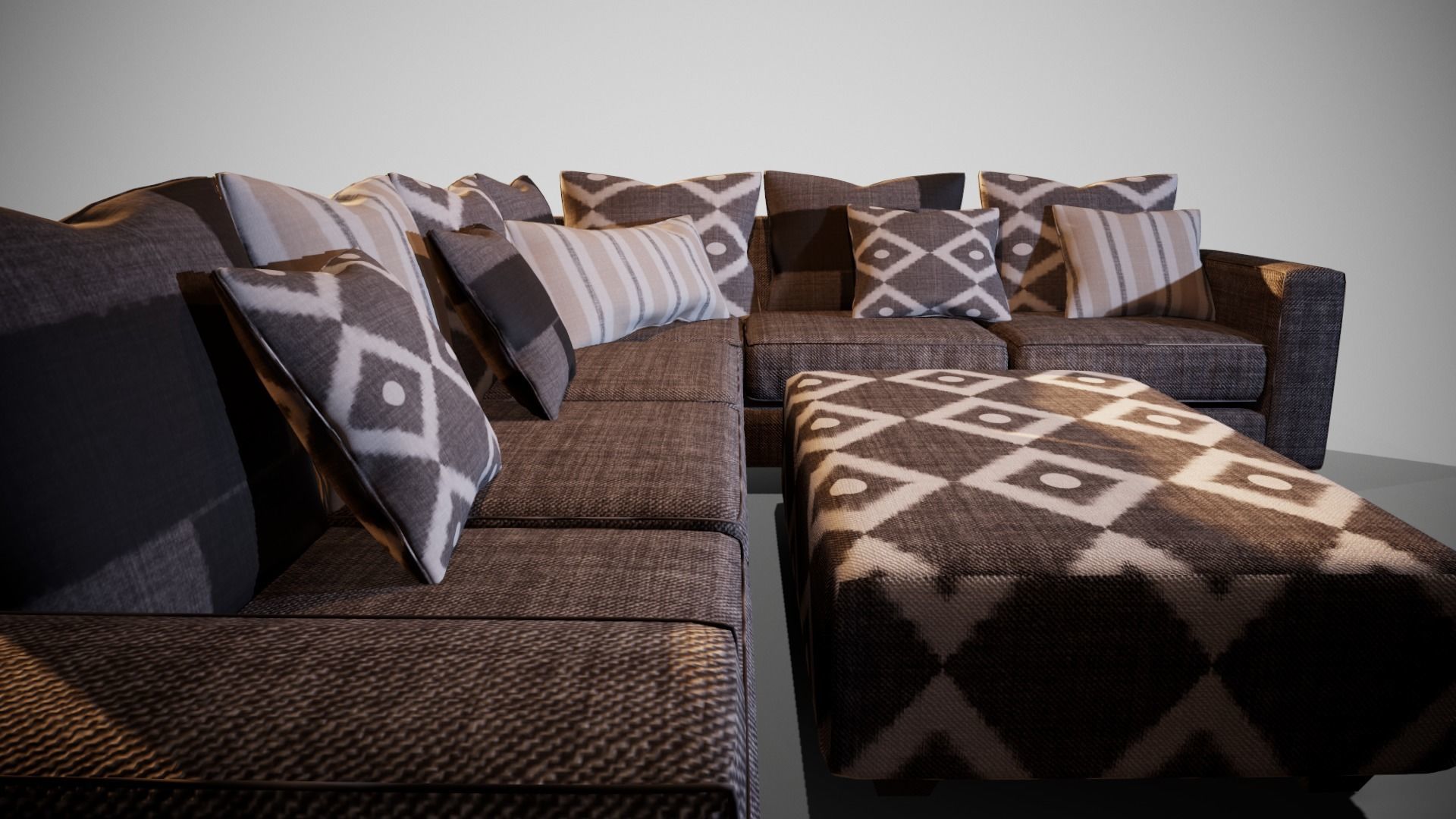 Segmented Sofa  Game Asset 3D model_5