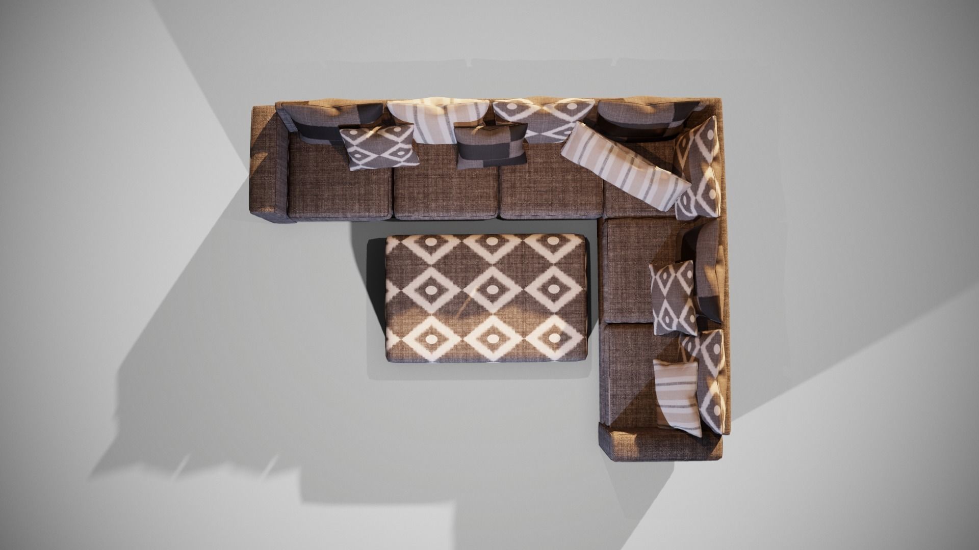 Segmented Sofa  Game Asset 3D model_4