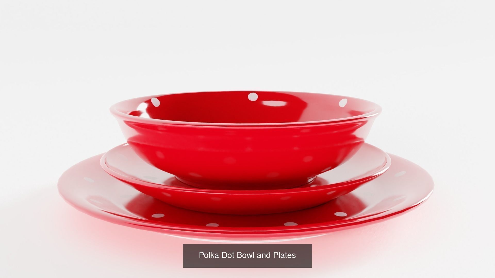 Polka Dot Dinnerware Set 3D Model Collection_4
