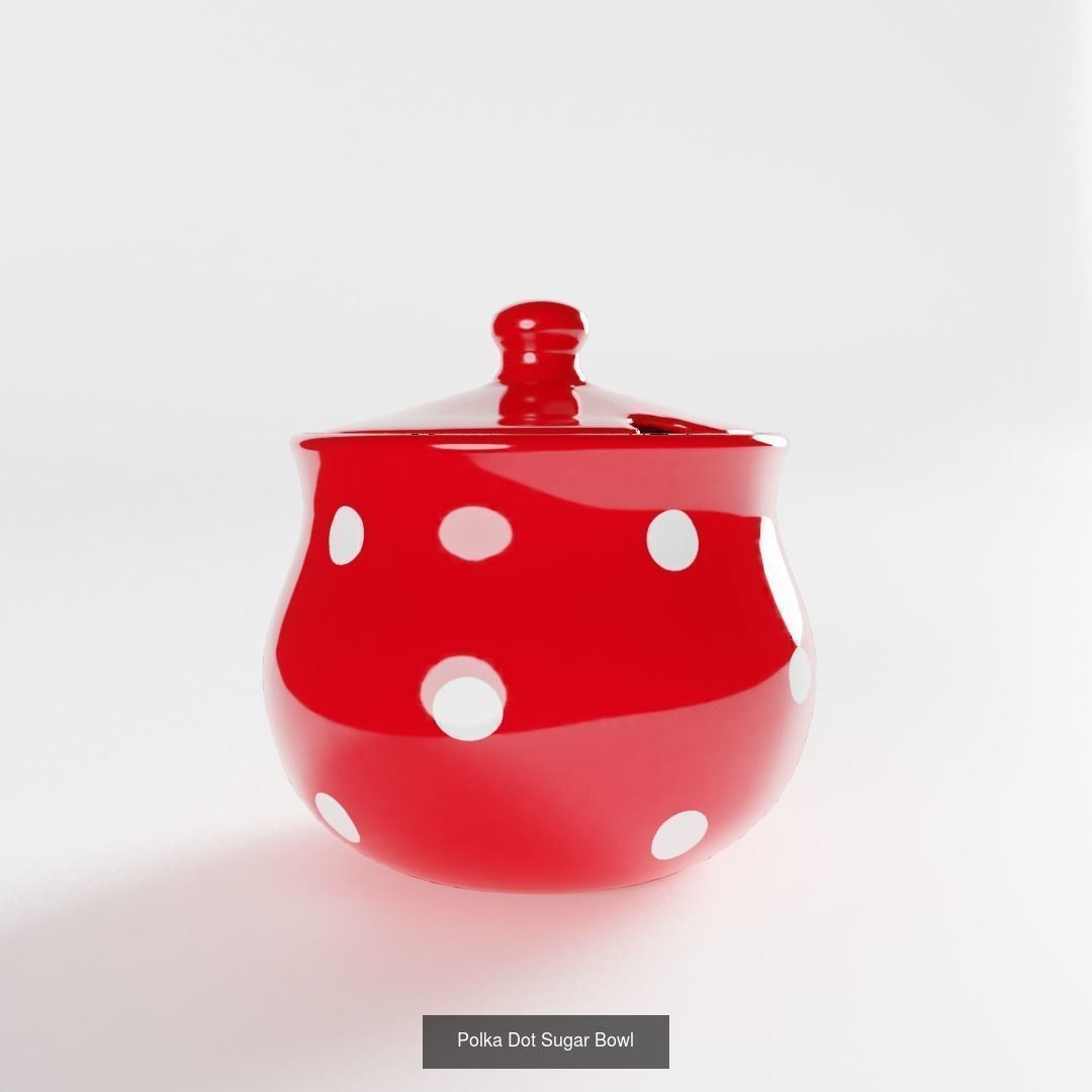 Polka Dot Dinnerware Set 3D Model Collection_6