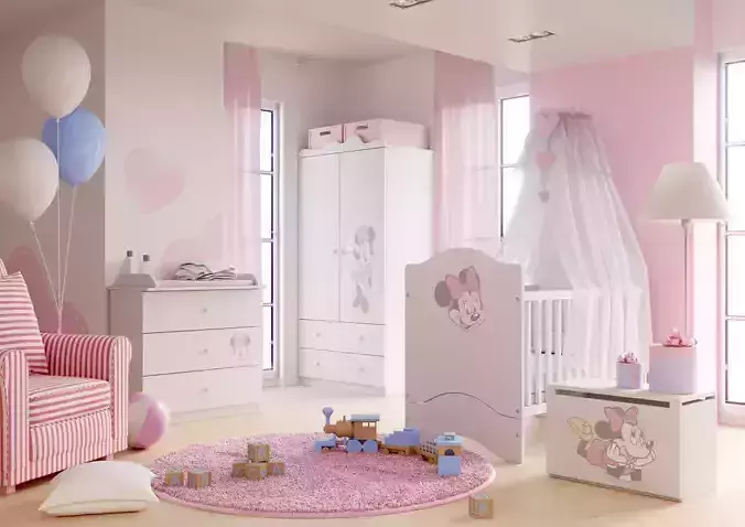 Rose Child Room 3D model 3D model
