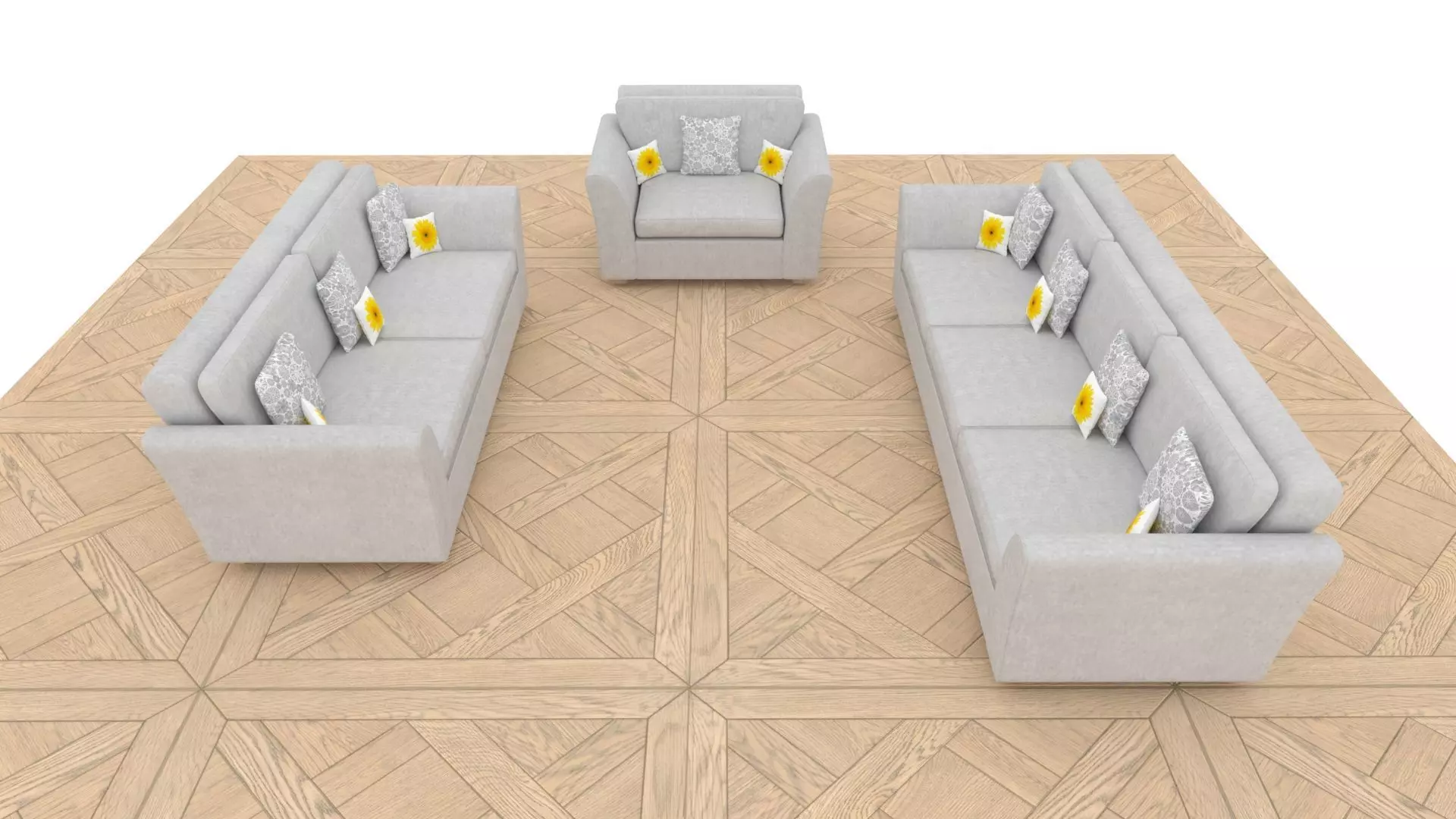 Three piece sofa set 3D model