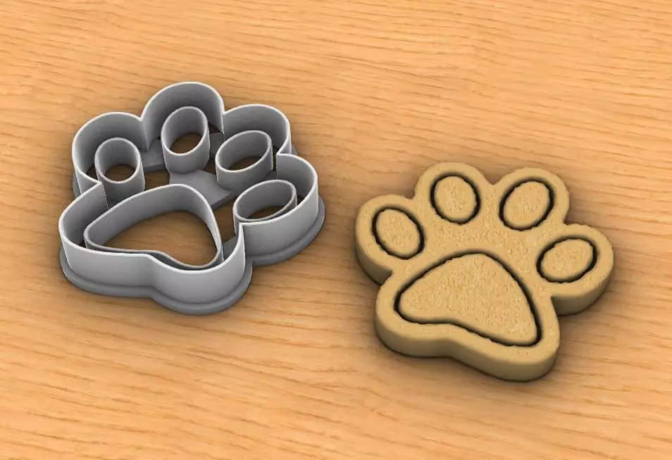Paw cookie cutter 3D print model_0