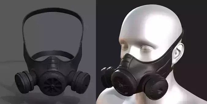 Gas mask helmet 3d model military combat fantasy 