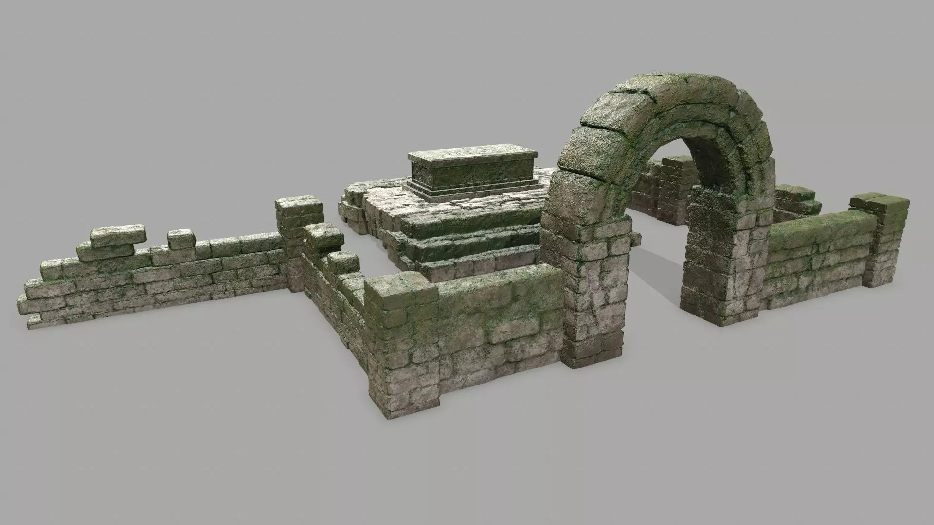 Stone Set pillar Low-poly 3D model_0