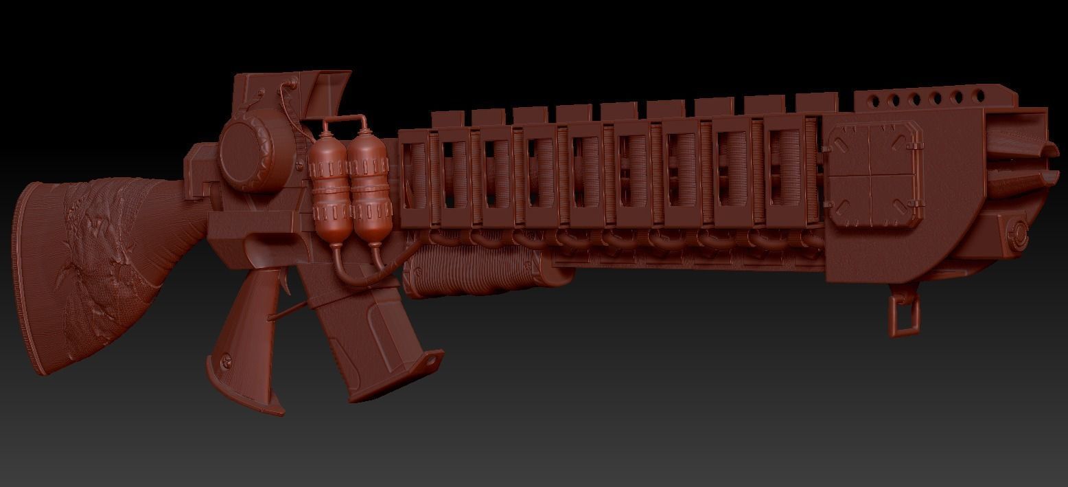 Gauss gun Low-poly 3D model_6