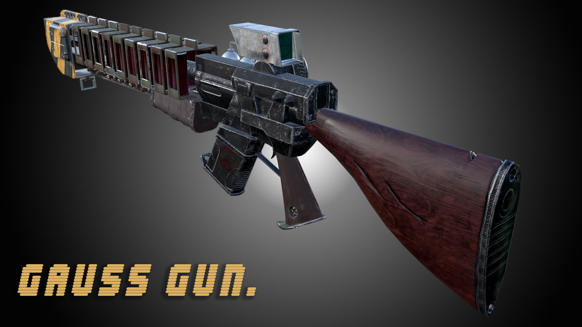 Gauss gun Low-poly 3D model_2