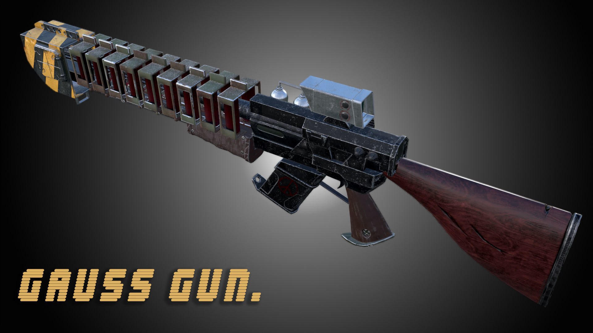 Gauss gun Low-poly 3D model_1
