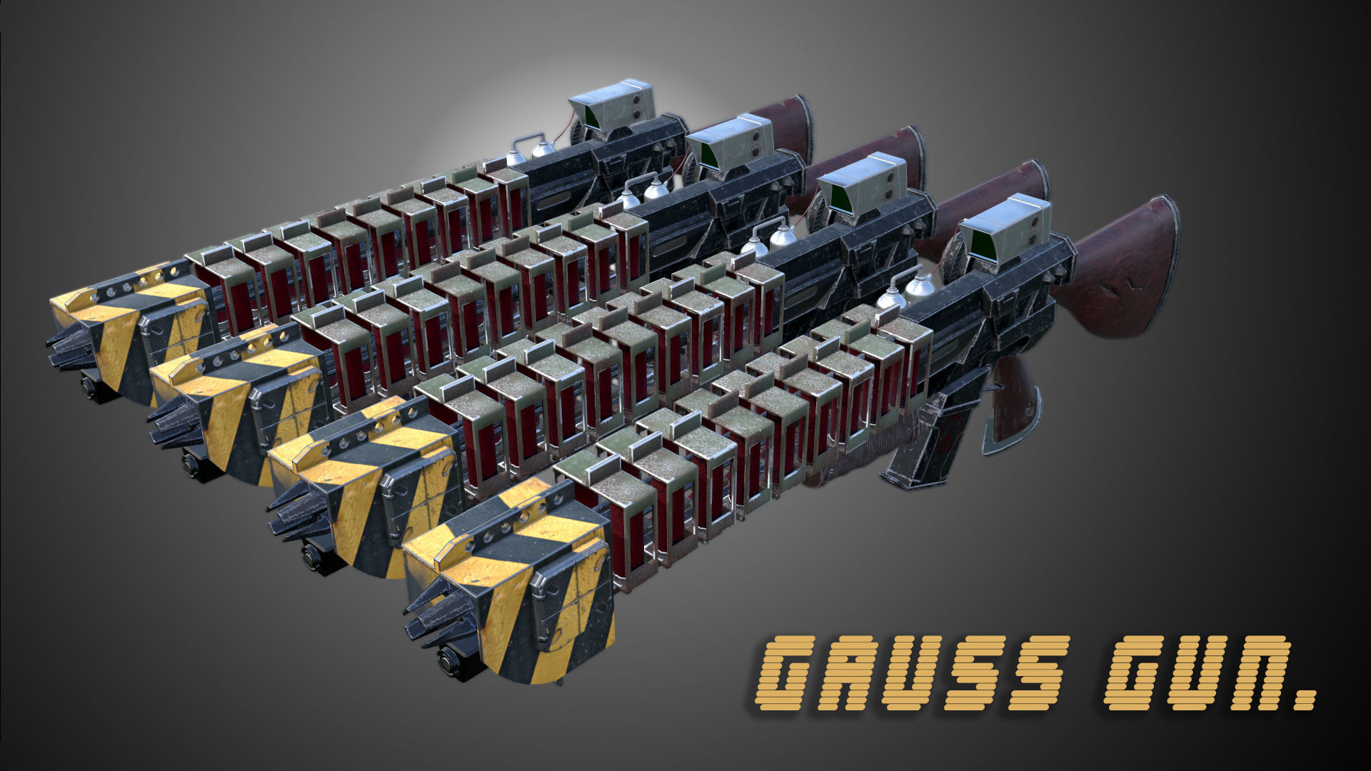 Gauss gun Low-poly 3D model_4