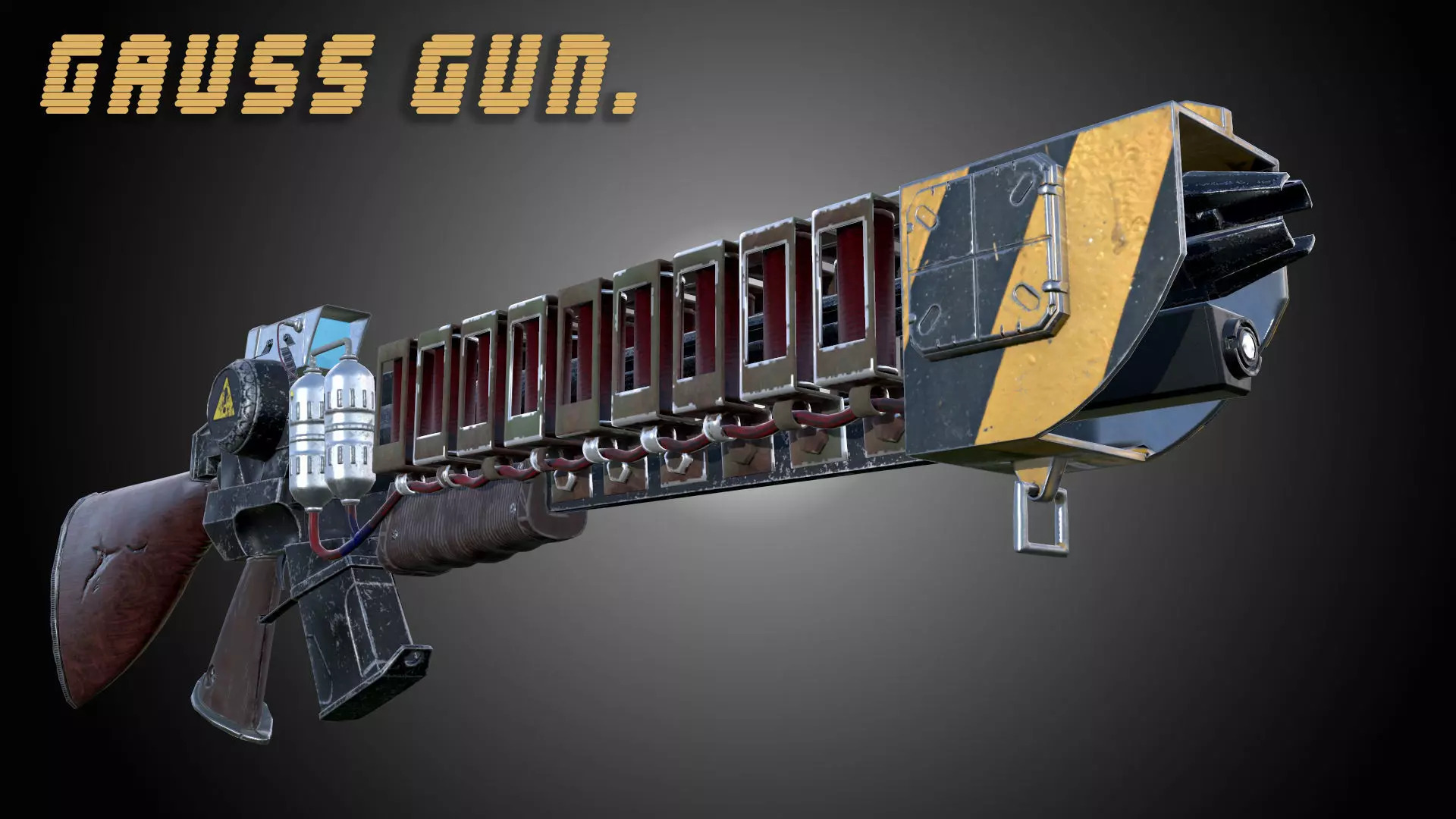 Gauss gun Low-poly 3D model_0