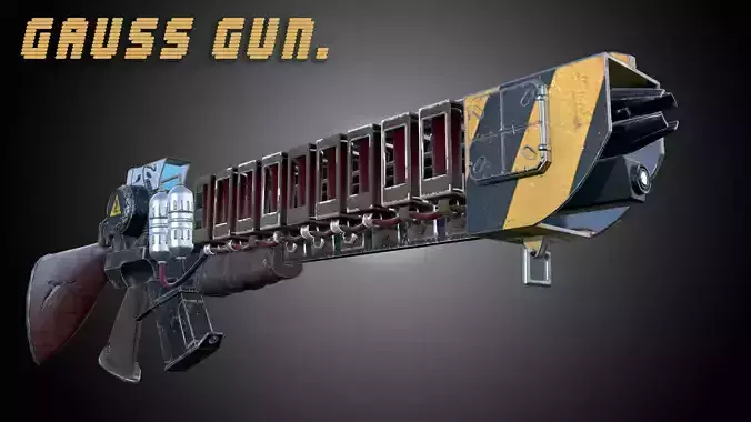 Gauss gun Low-poly 3D model