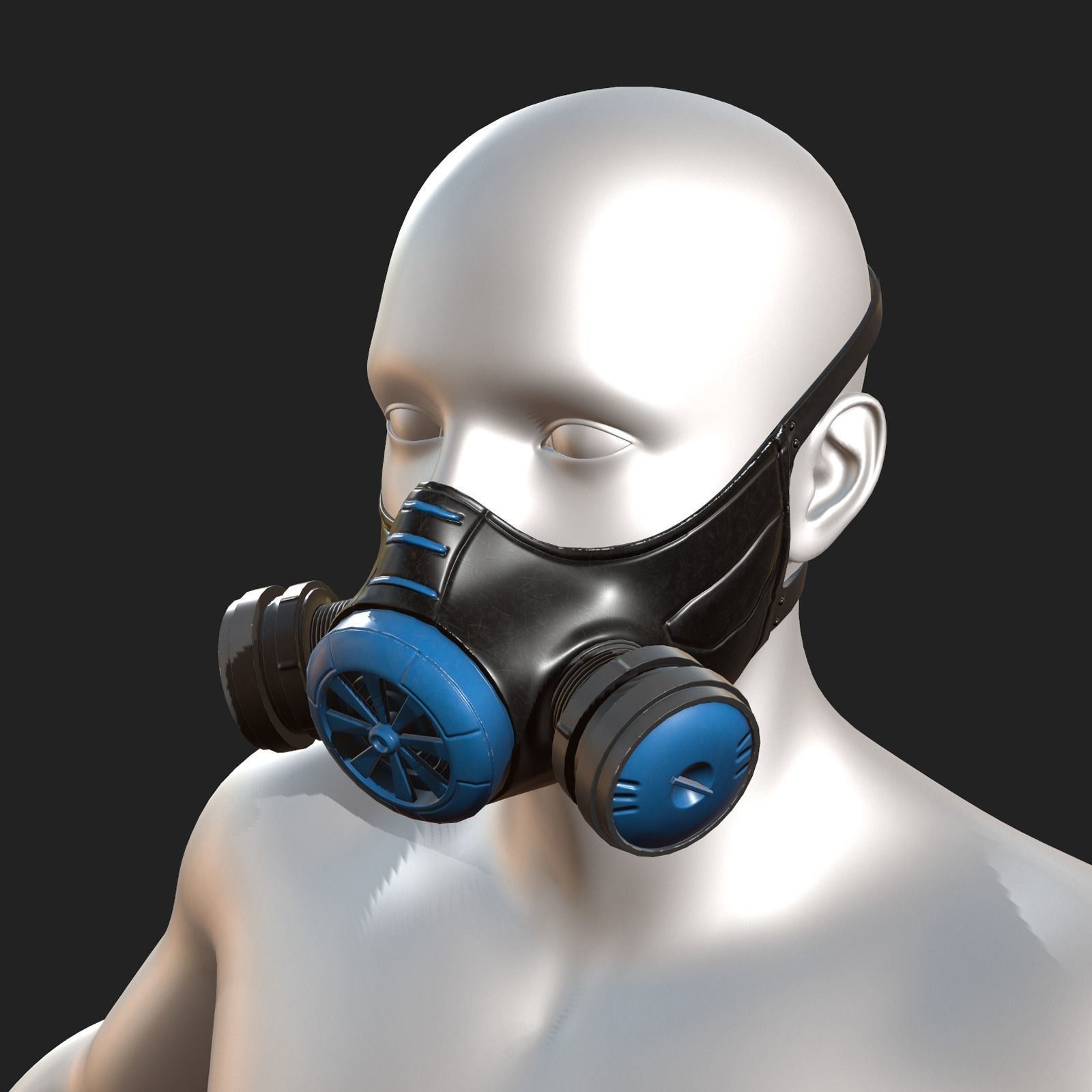 Gas mask helmet 3d model military combat fantasy  3D model_1