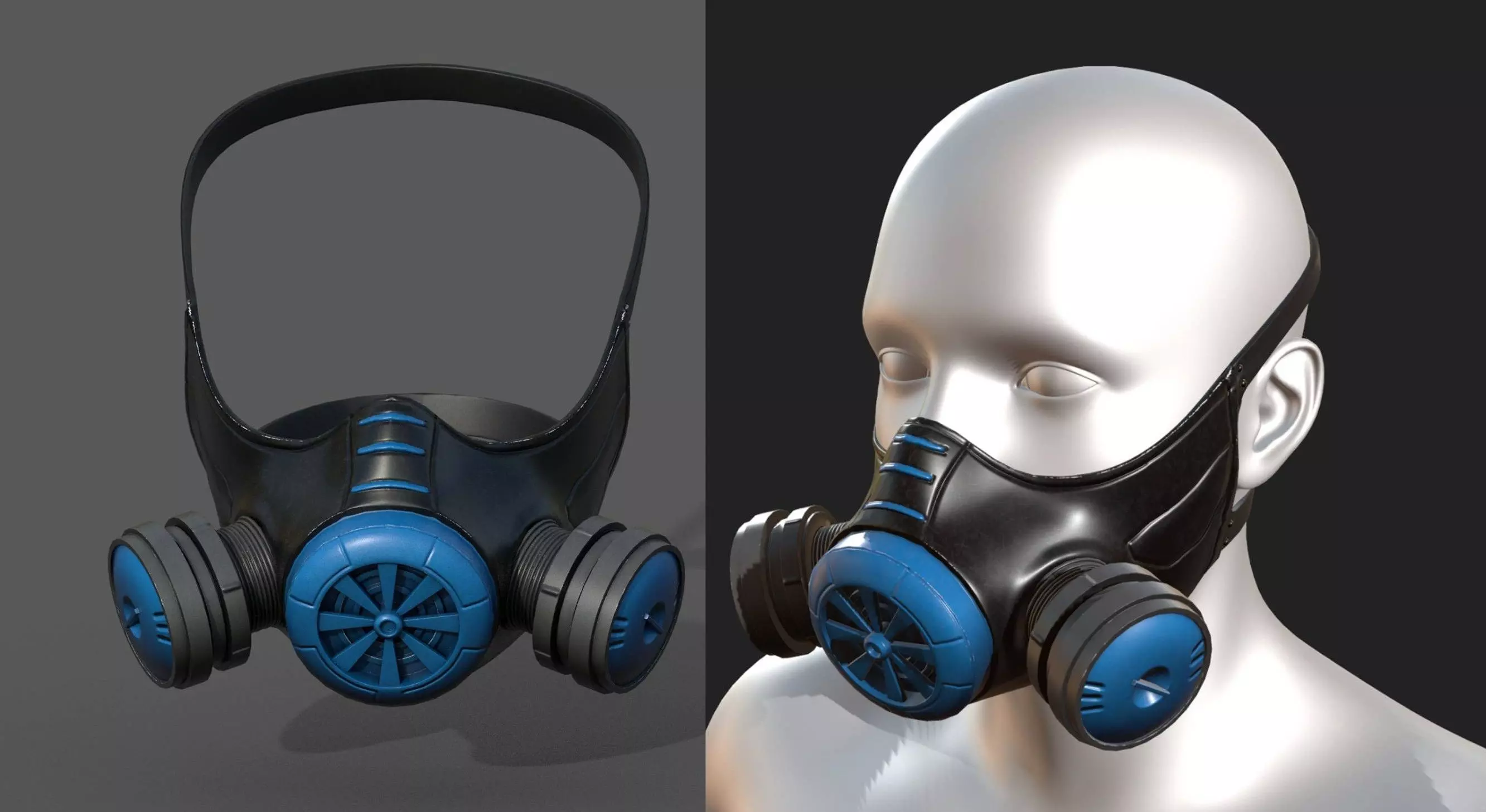 Gas mask helmet 3d model military combat fantasy  3D model_0