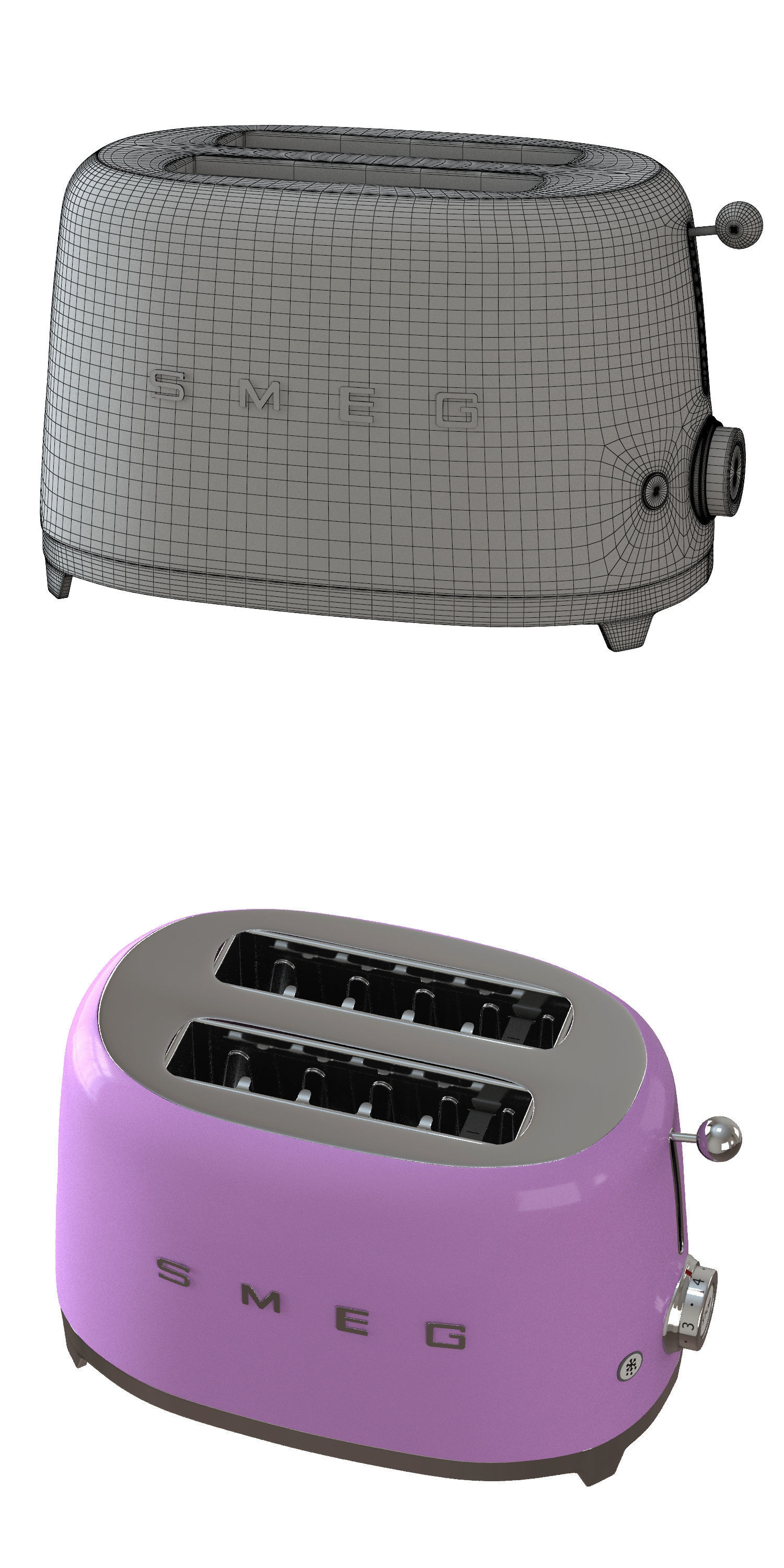 Toaster Smeg Low-poly 3D model_3