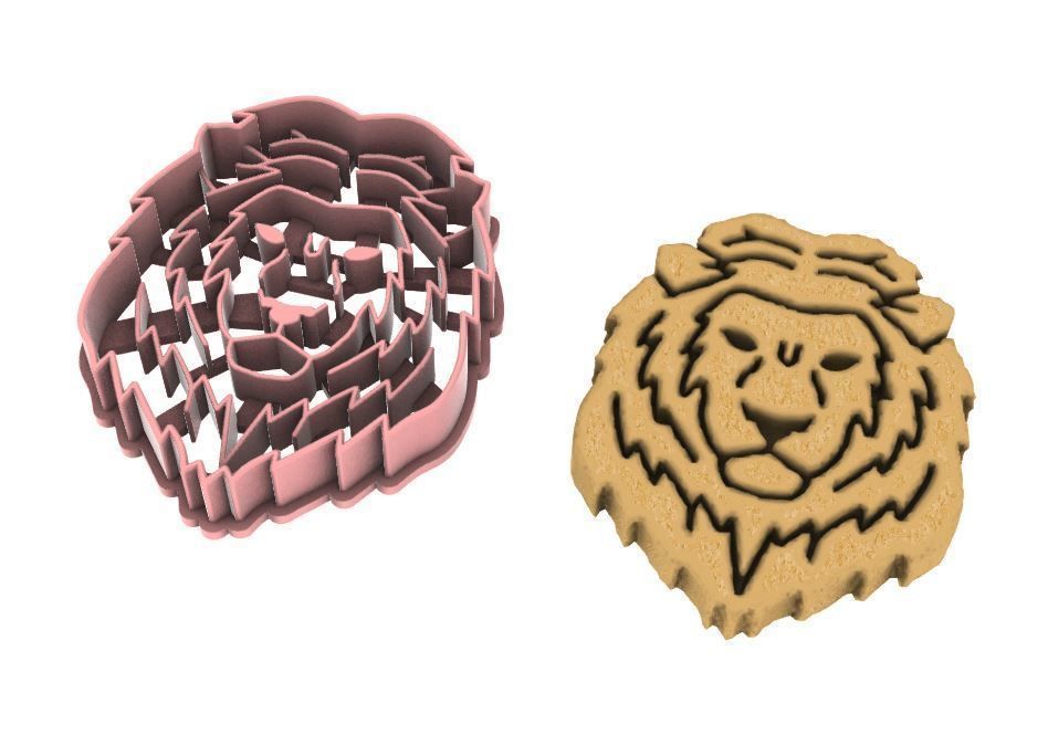 Lion cookie cutter 3D print model_5