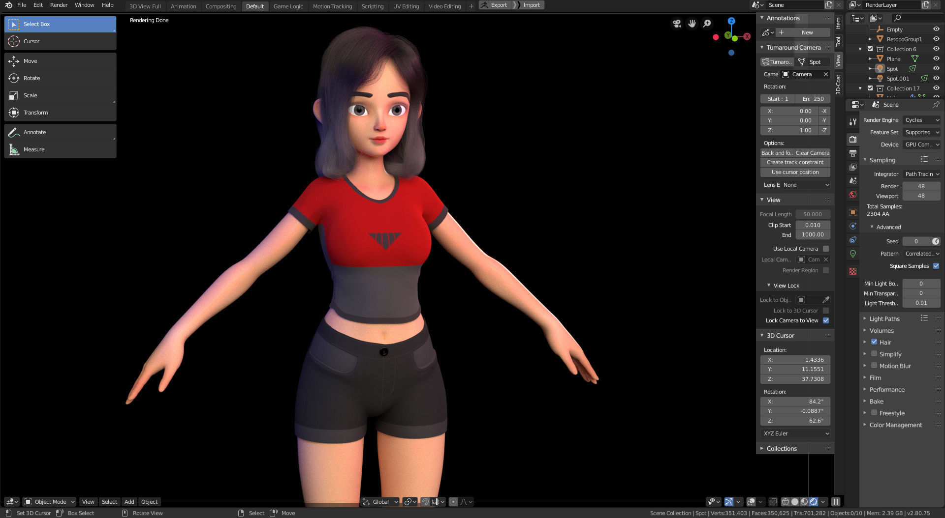 Amy Girl Stylized Character 1 in Blender Cycles and Eevee 3D model_10