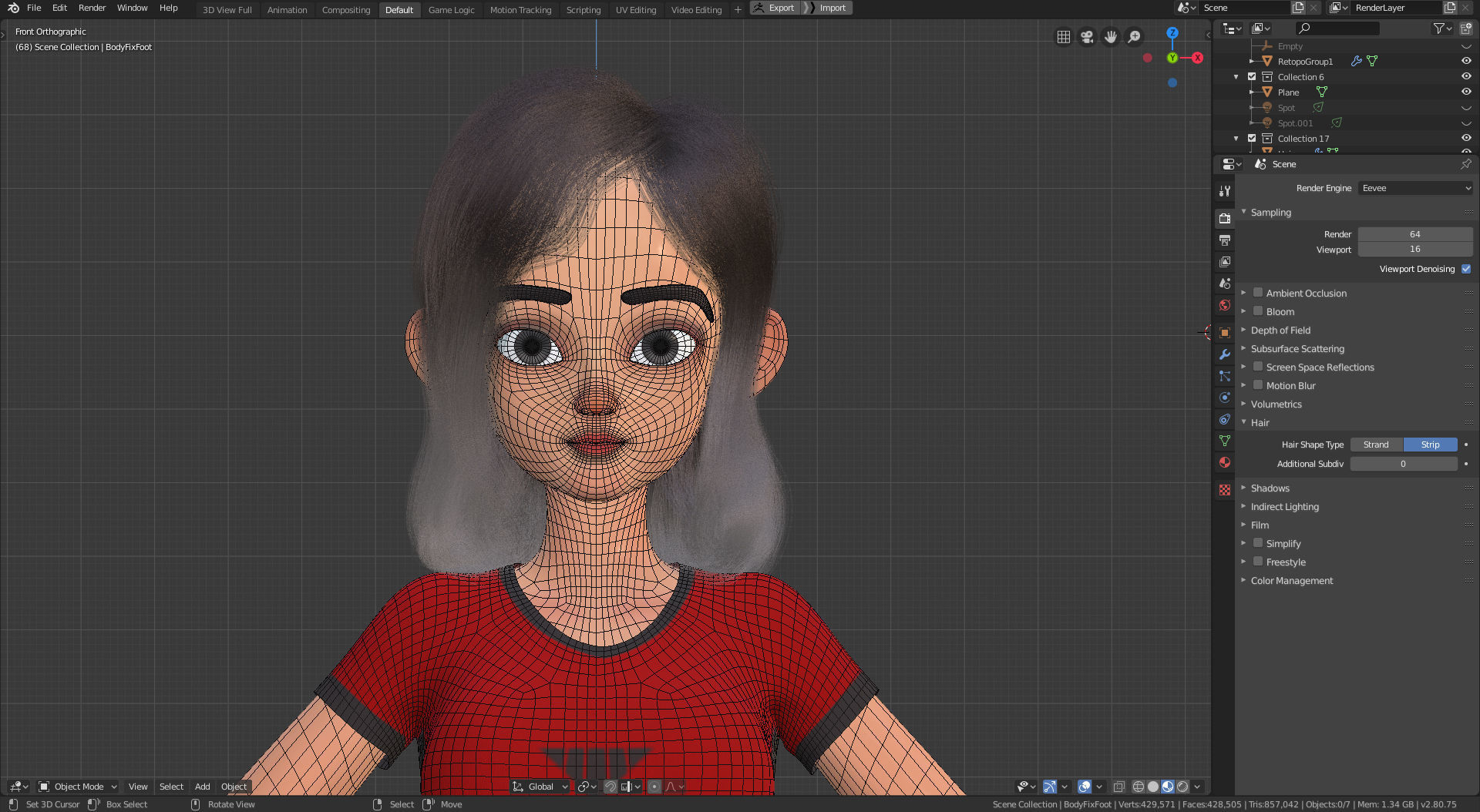 Amy Girl Stylized Character 1 in Blender Cycles and Eevee 3D model_19