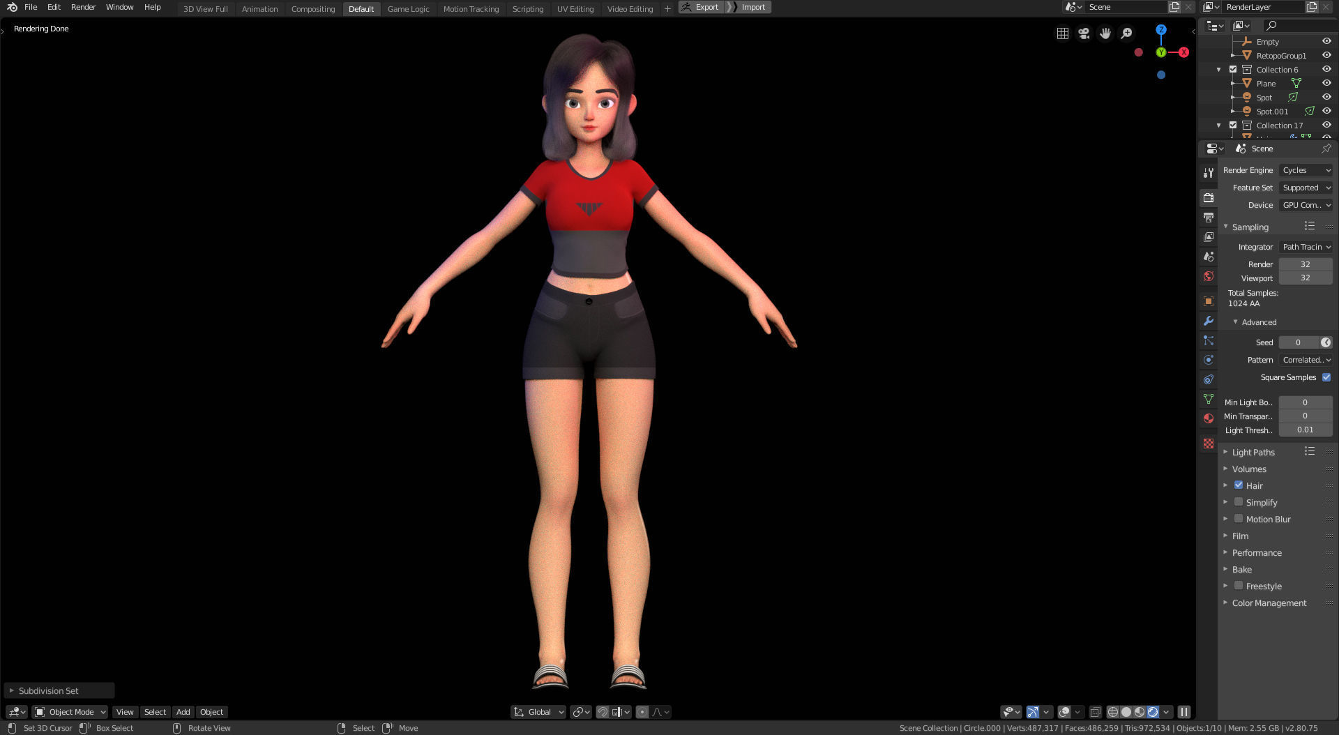Amy Girl Stylized Character 1 in Blender Cycles and Eevee 3D model_14